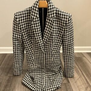 Zara Black and White Houndstooth Mini Dress